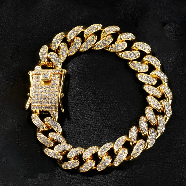 Iced out gold Cuban Bracelet