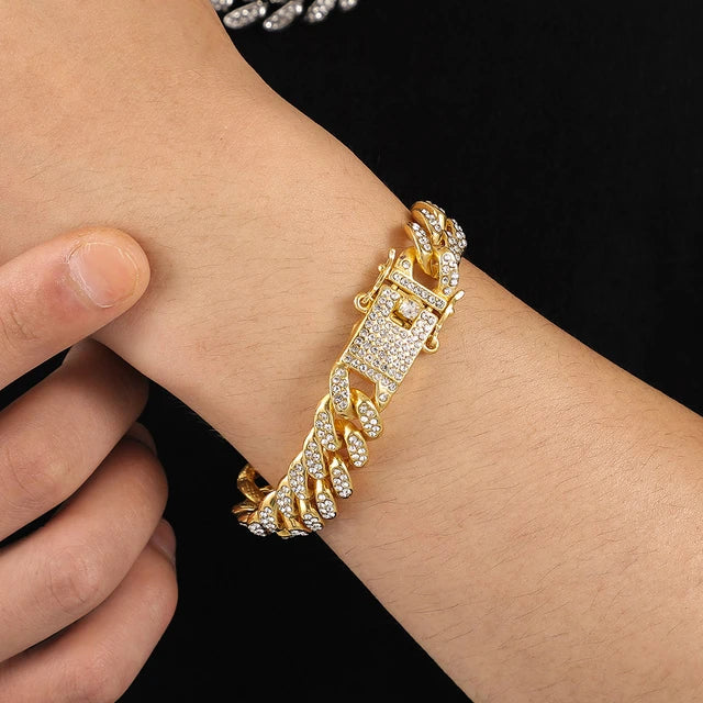 Iced out gold Cuban Bracelet